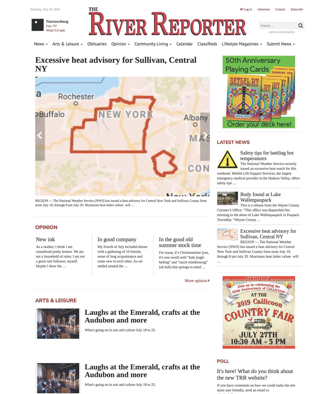 The River Reporter's new web site uses Creative Circle flexible layered templates and mediasiteQ web CMS.